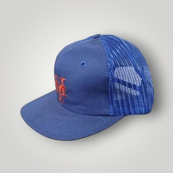 Vintage 90s New York Mets Baseball Snapback Hat Cap MLB Drew Pearson Mesh - Picture 2 of 5